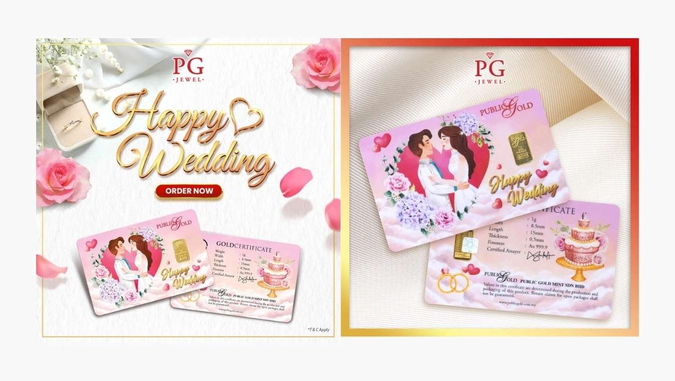 gold bar Happy Wedding untuk perkahwinan